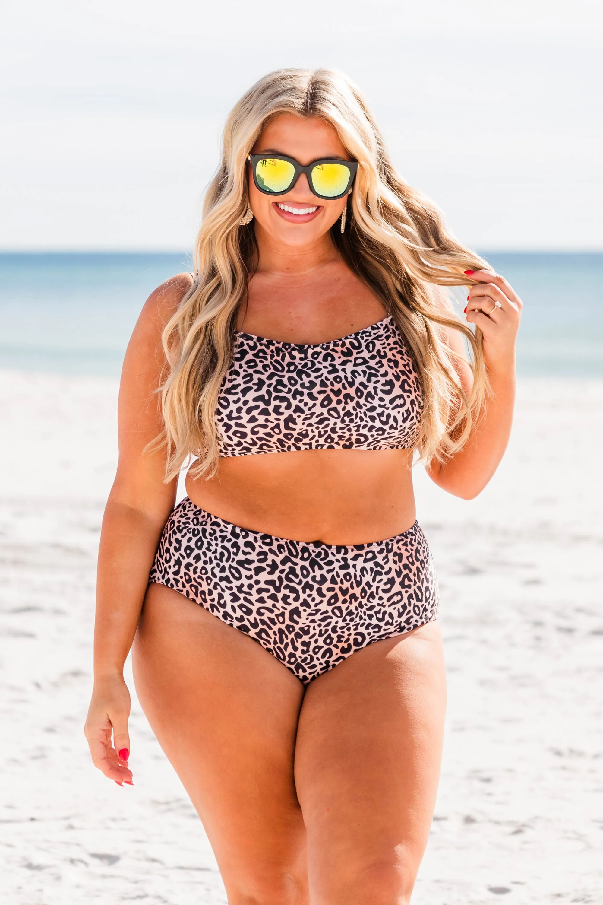 Jungle On The Beach Swim Top, Leopard