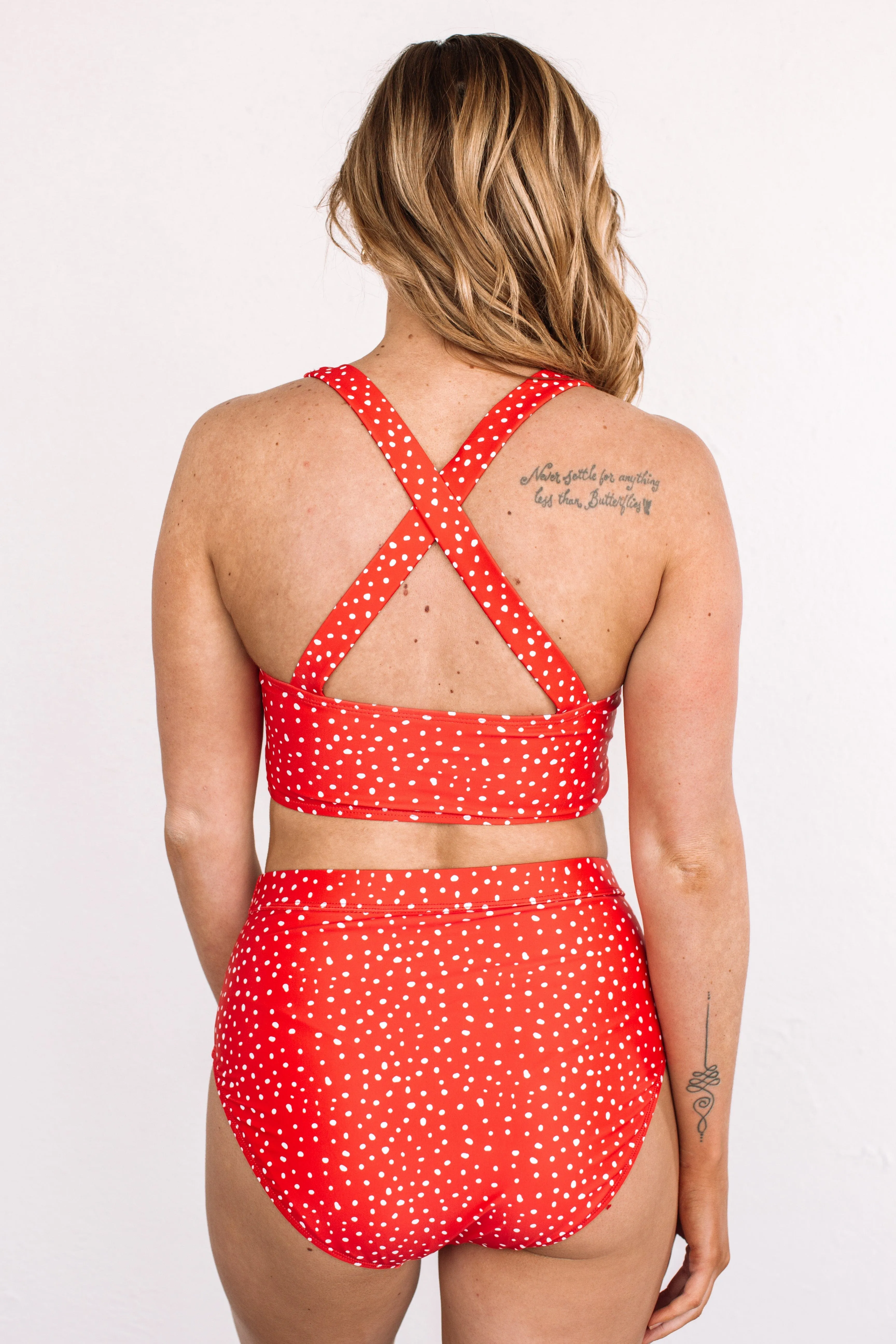 Just Keep Swimming Spotted Swim Top- Red