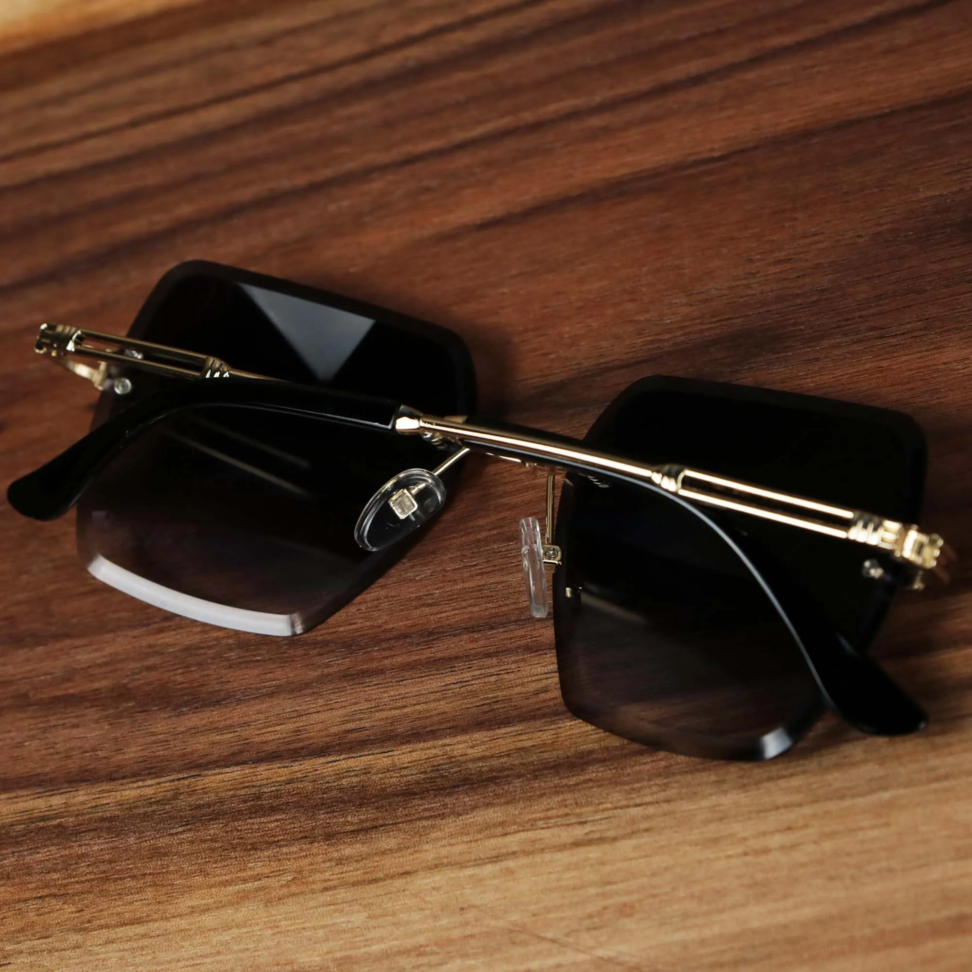 Large Lightweight Frame Brown Lens Sunglasses with Gold Frame