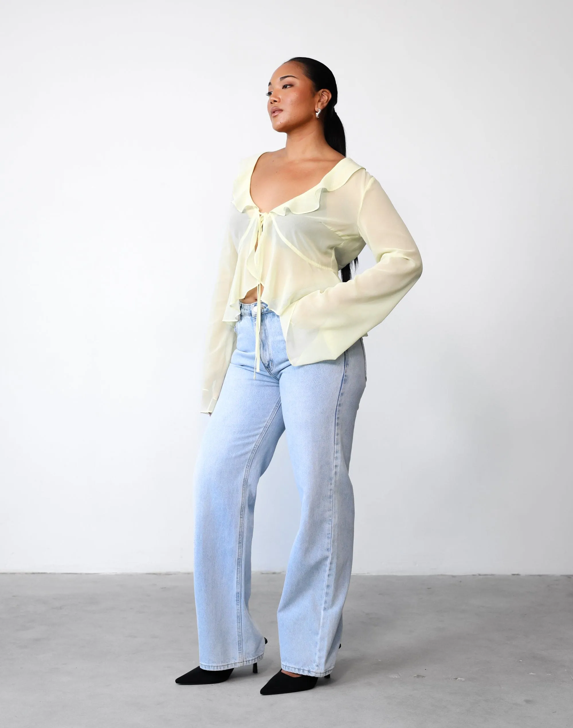 Leah Long Sleeve Top (Lemon)