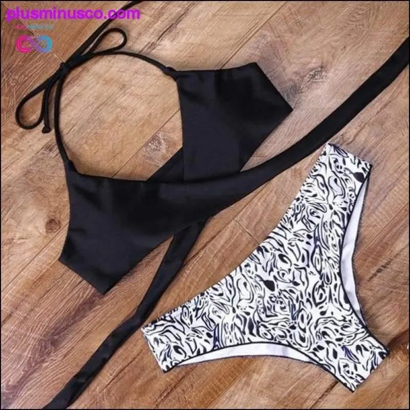 leopard swimsuit snake print bikini sexy cross bandage