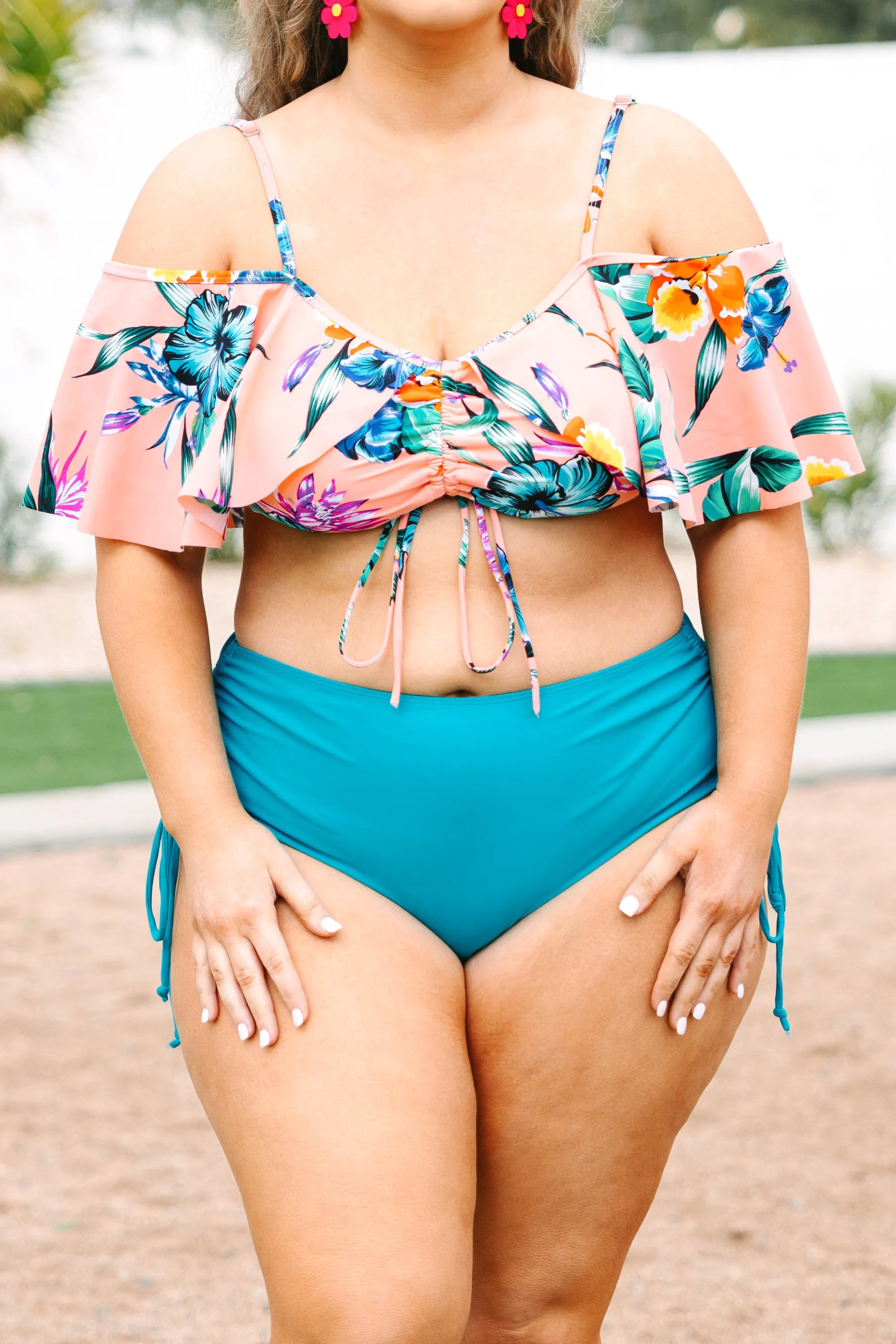 Let's Find Paradise Swim Top, Teal