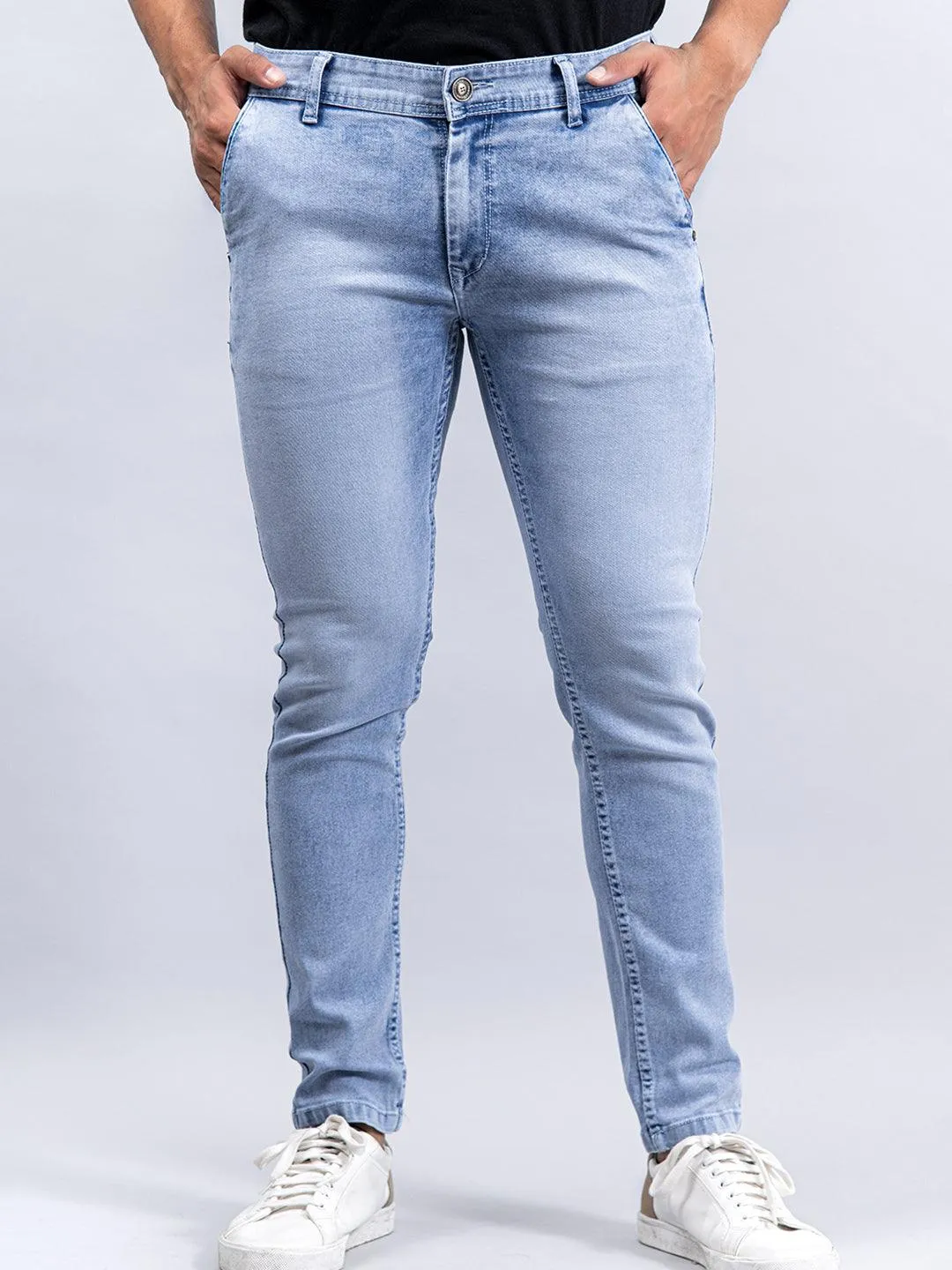 Light Blue Ankle Length Stretchable Men's Jeans