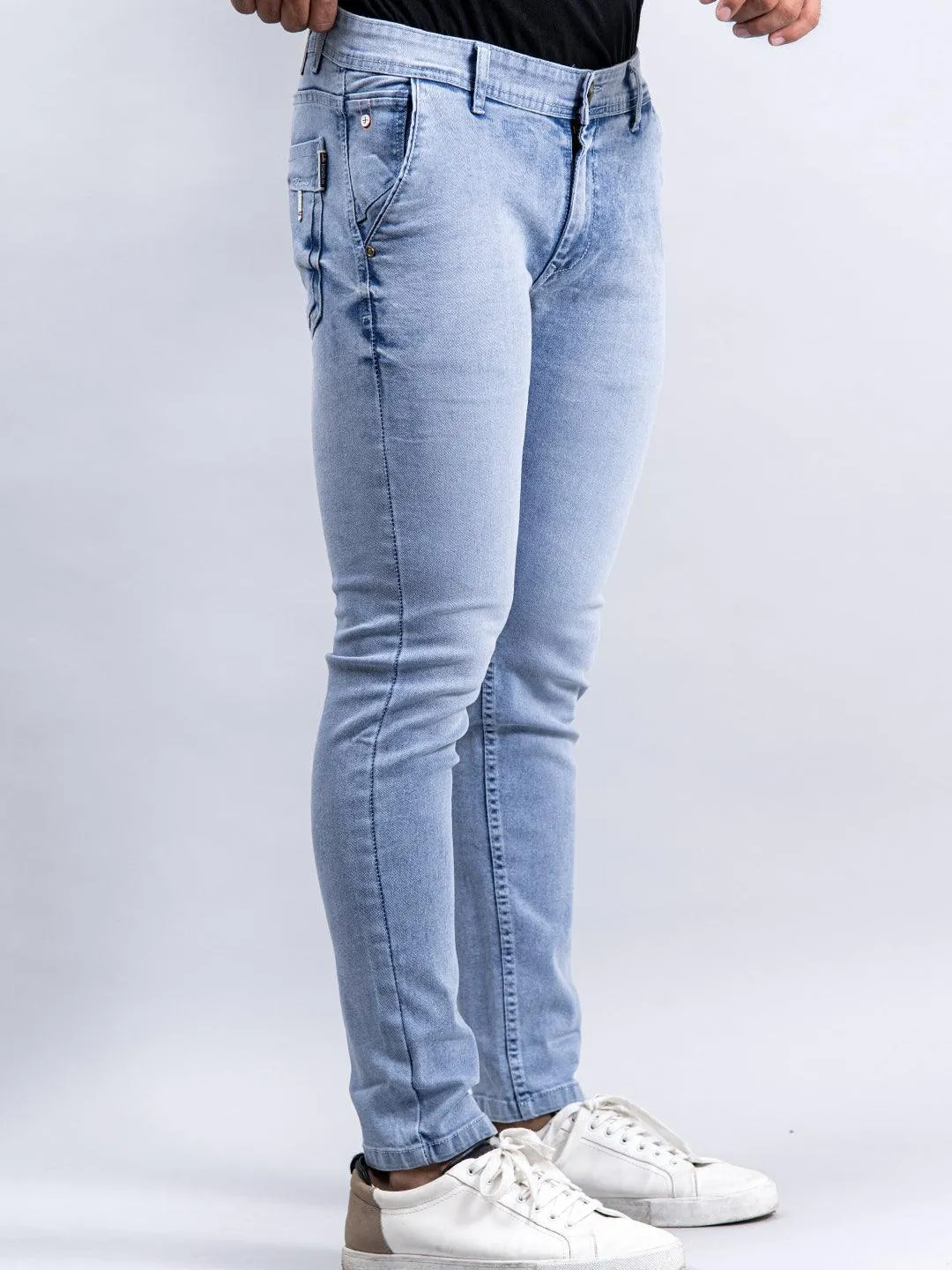 Light Blue Ankle Length Stretchable Men's Jeans