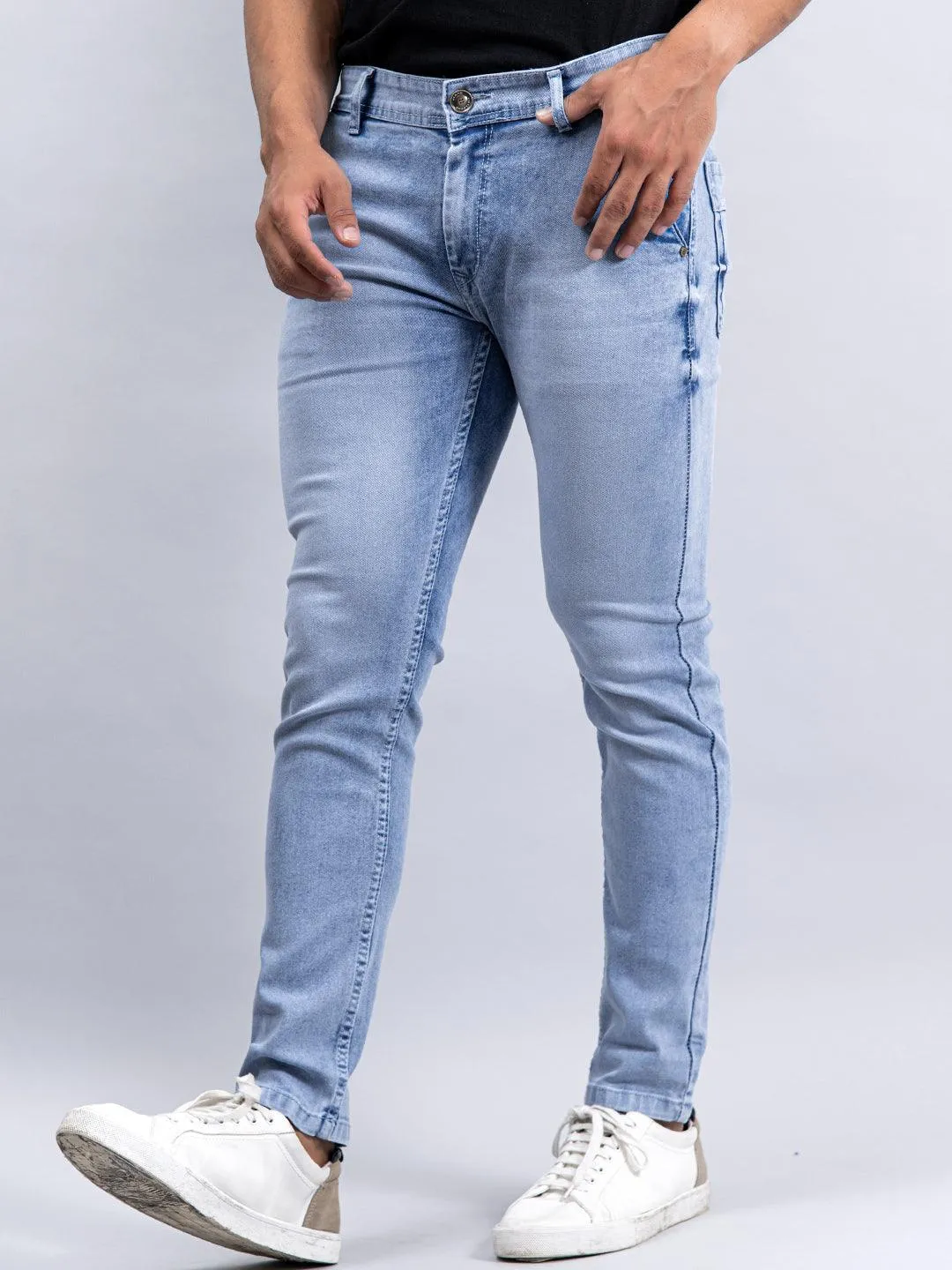 Light Blue Ankle Length Stretchable Men's Jeans