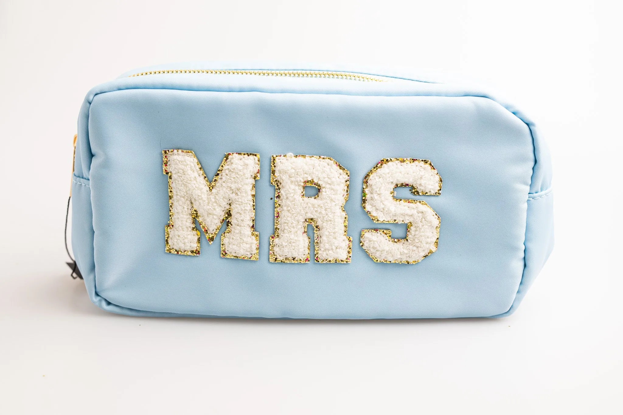 Light Blue Large Nylon Pouch with M-R-S patches