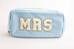 Light Blue Large Nylon Pouch with M-R-S patches