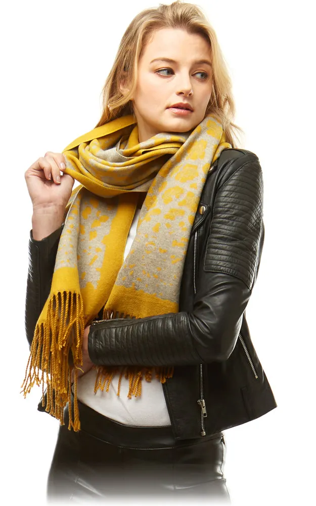 LOF973 Leopard Pattern Cashmere Feel Oblong Scarf