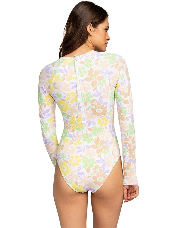 Long Sleeve Rashguard Onesie in White Ephemere