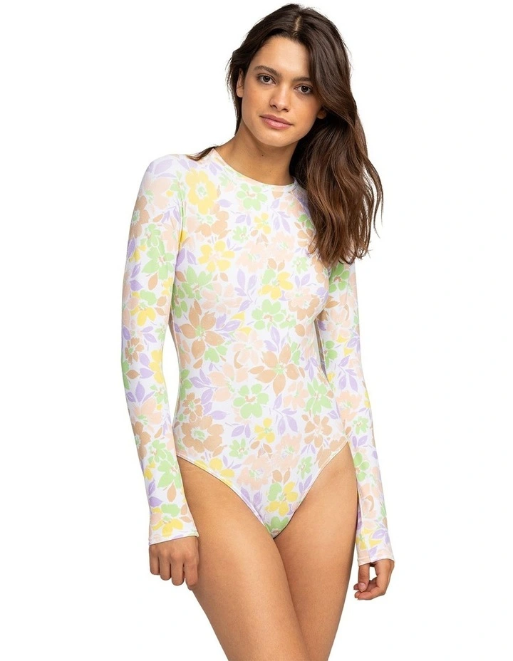 Long Sleeve Rashguard Onesie in White Ephemere