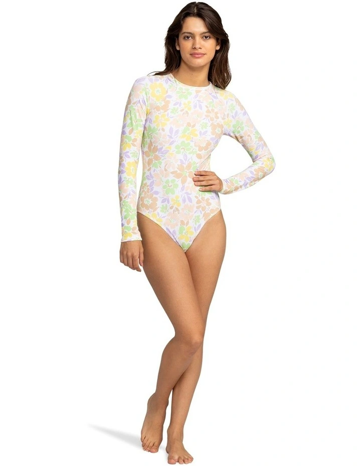 Long Sleeve Rashguard Onesie in White Ephemere