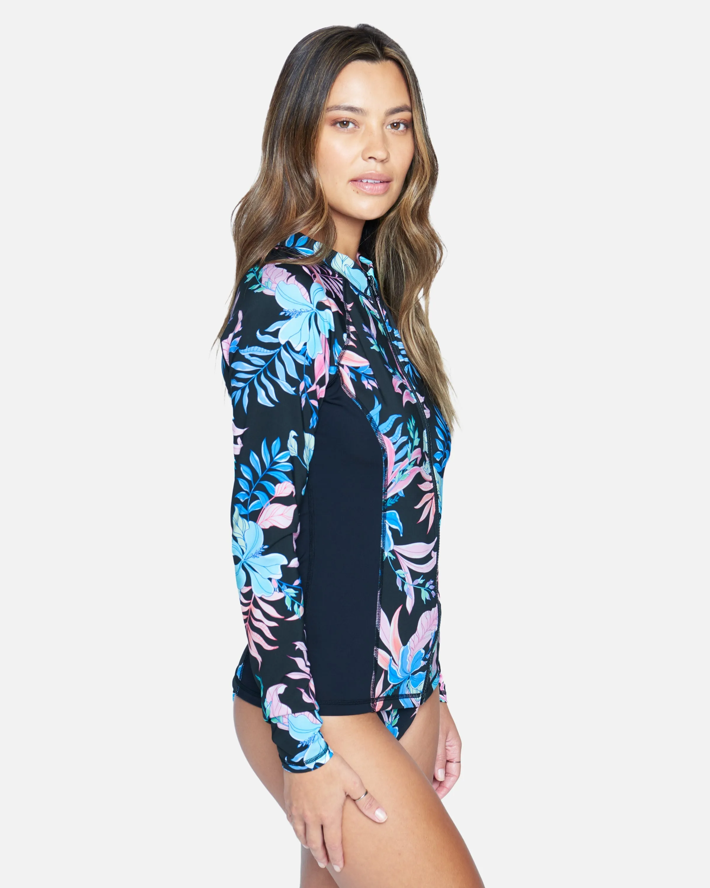 LOST PARADISE ZIP FRONT LONG SLEEVE RASHGUARD