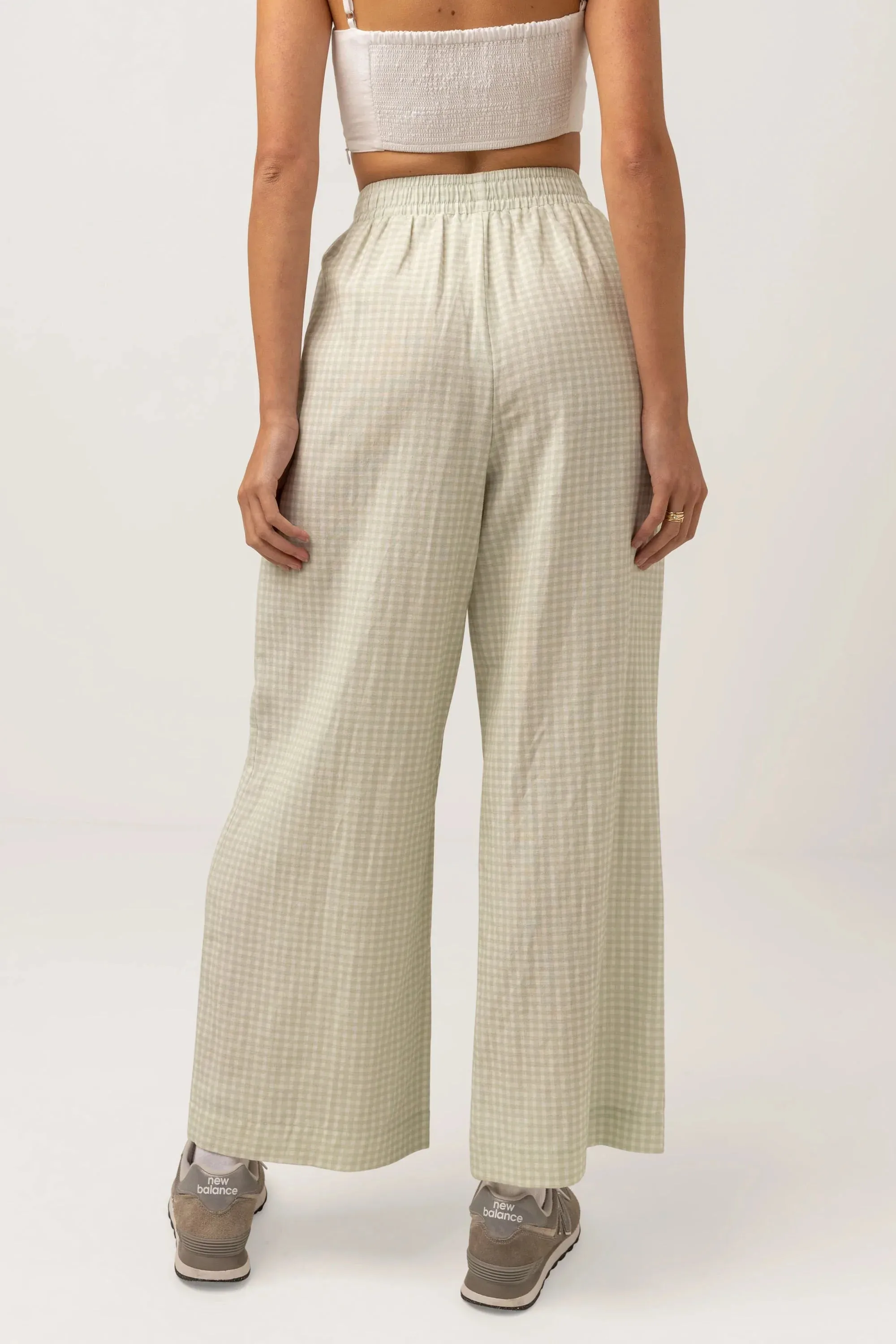 Maisy Check Wide Leg Pant Sage