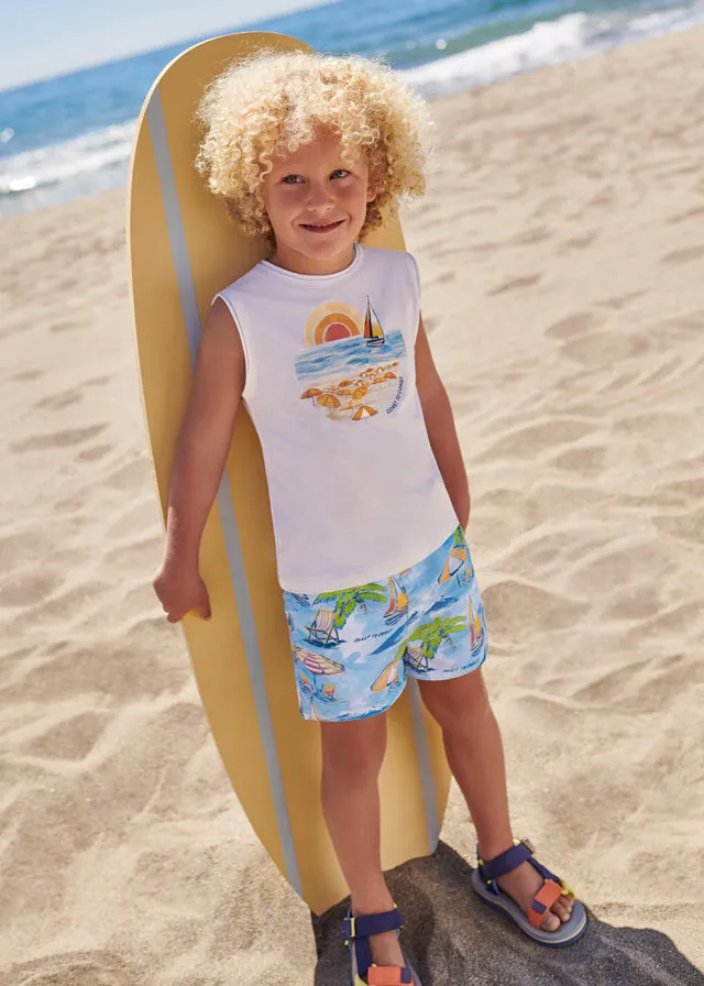 Mayoral Printed swim shorts for boy - Wave blue