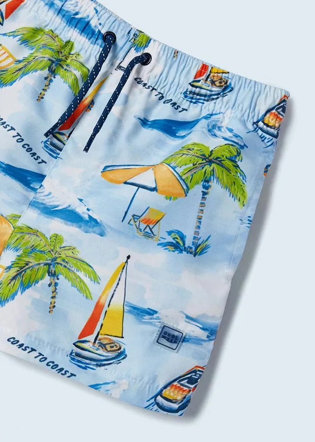 Mayoral Printed swim shorts for boy - Wave blue