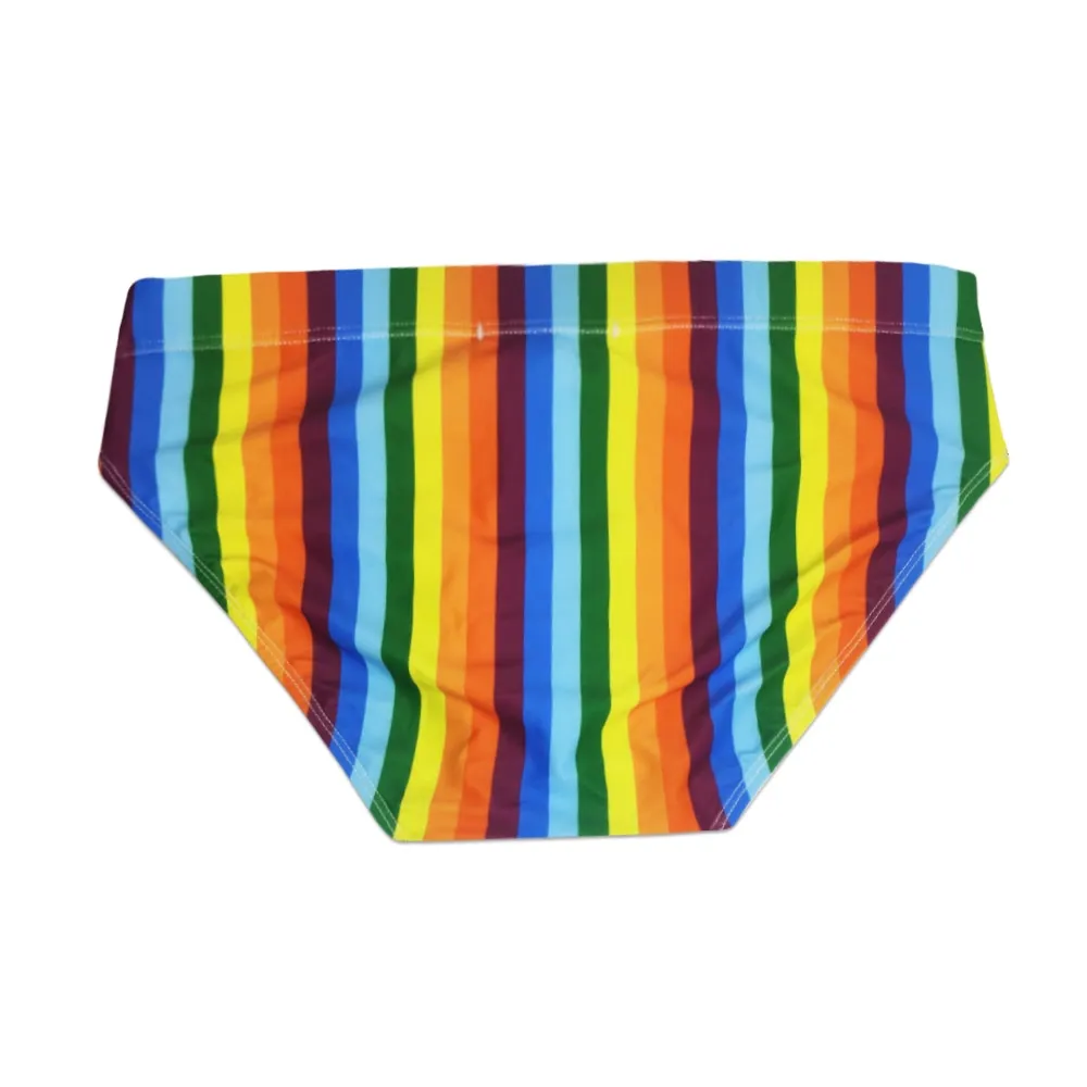 Men's Casual Rainbow Stripes Low Waist Push-up Surfing Swimwear