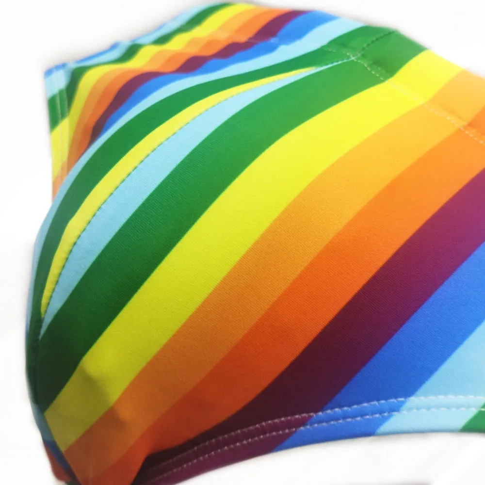 Men's Casual Rainbow Stripes Low Waist Push-up Surfing Swimwear