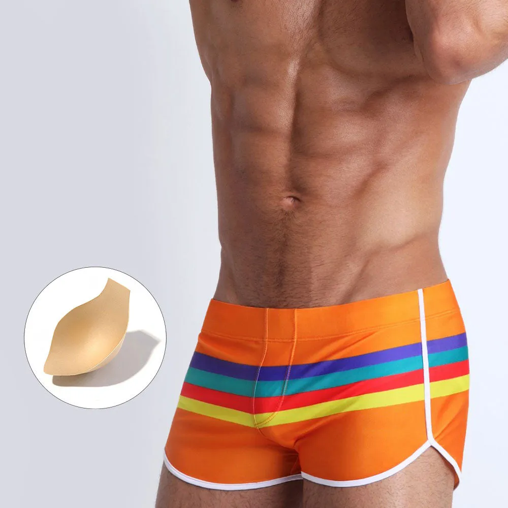 Men's Rainbow Pride Strips Beach Surfing Trunks Swimwear Beach Shorts