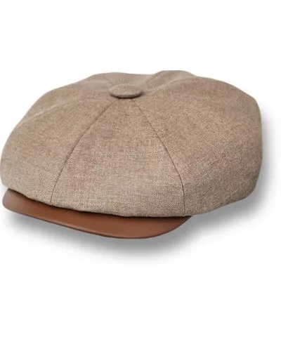 Mister Miller - Master Hatter Men's Brown / Neutrals Riley Says Bakerboy Cap In Camel Cashmere & Tan Leather Peak