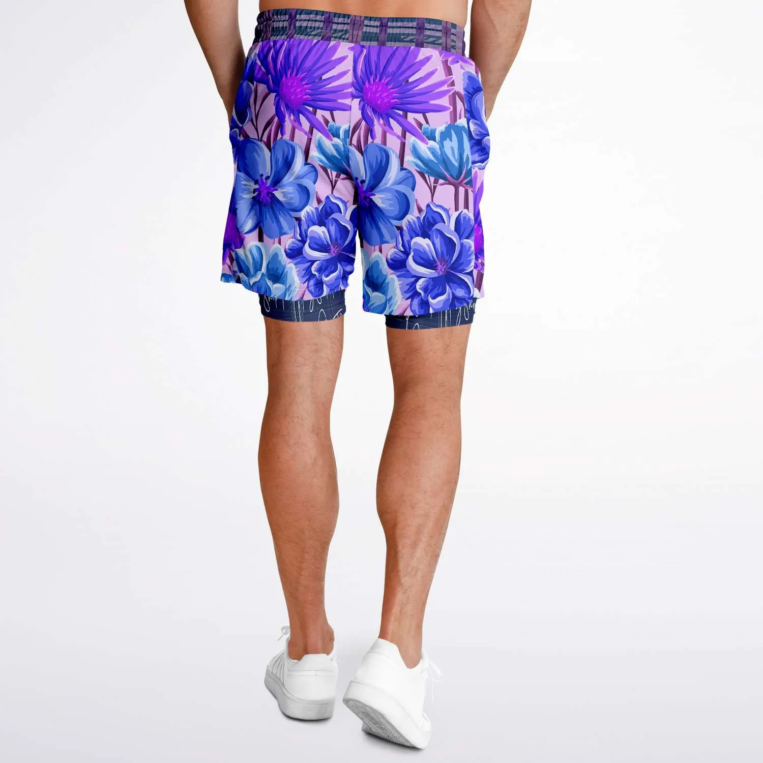 Norma Jean Purple Plaid Floral Compression Activity Shorts