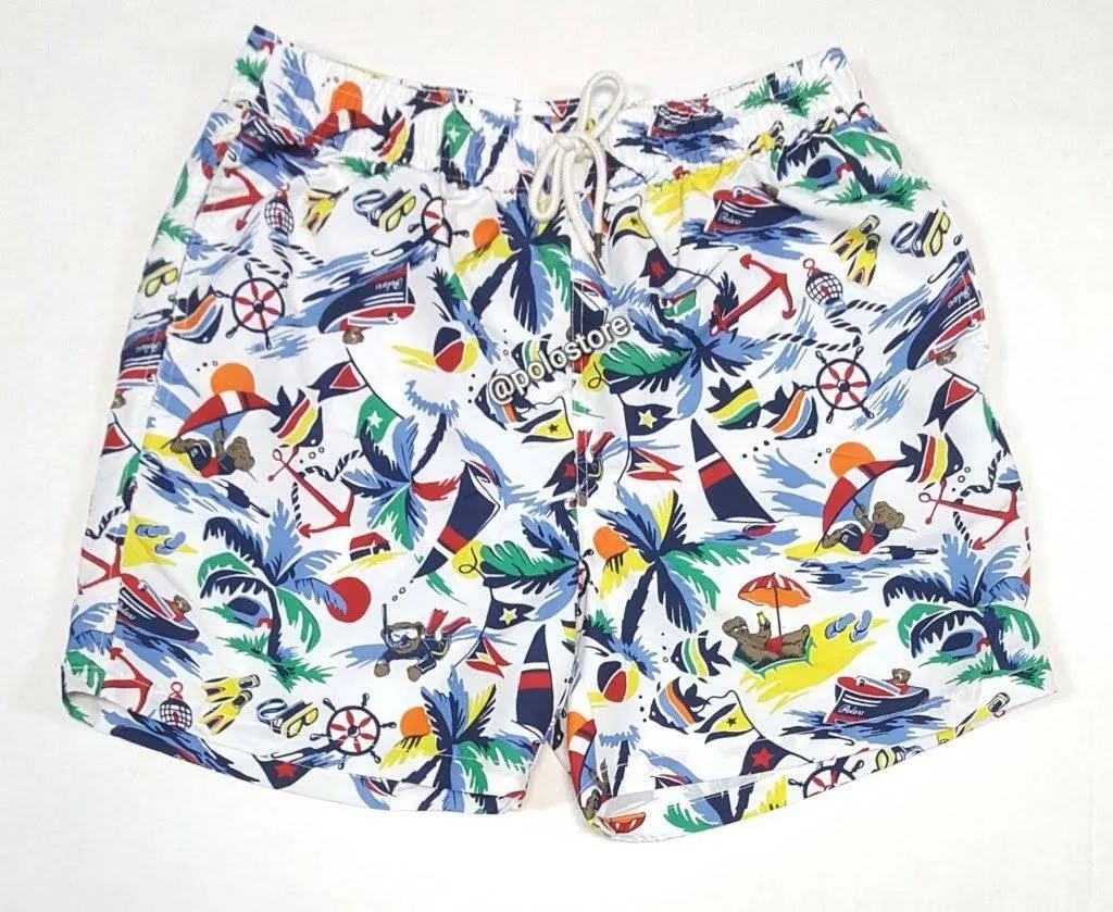 Nwt Polo Ralph Lauren Allover Teddy Bear Print Swim Trunks