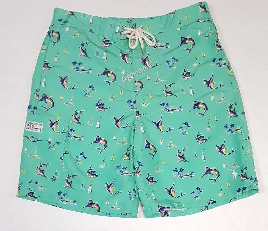 Nwt Polo Ralph Lauren Swordfish Allover Print Swim Trunks