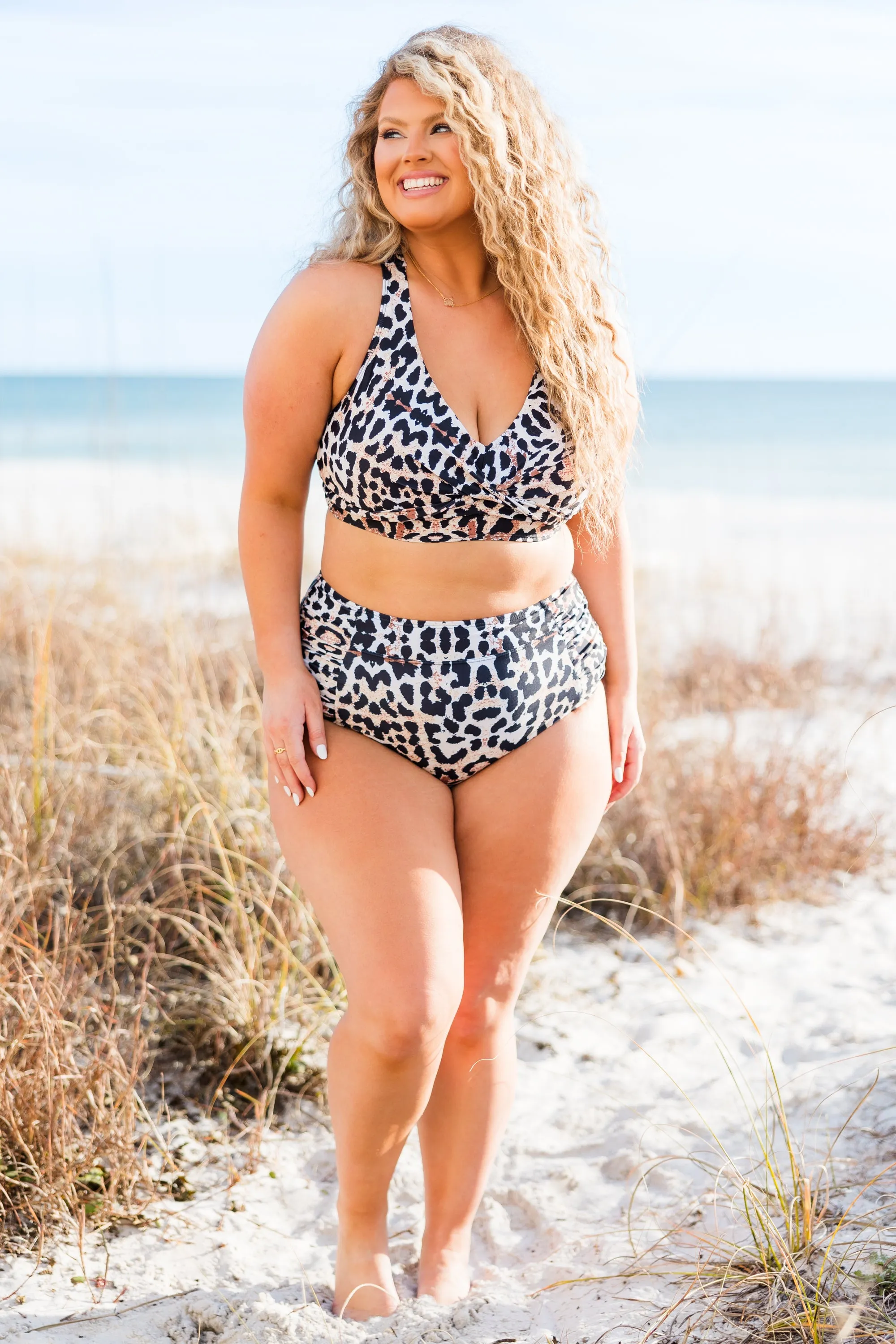 Oceans Of Love Swim Top, Leopard