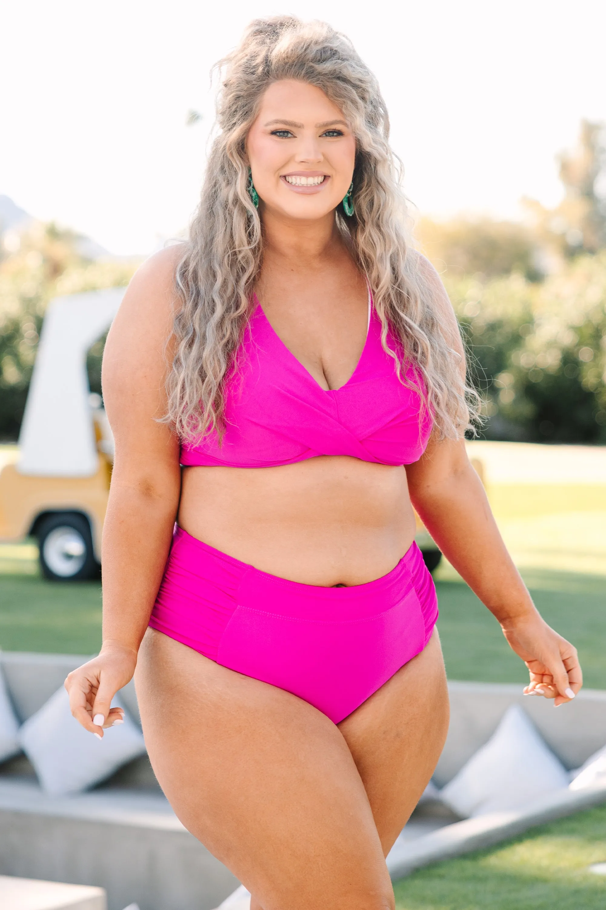 Oceans Of Love Swim Top, Neon Pink