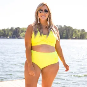 Oceans Of Love Swim Top, Neon Yellow