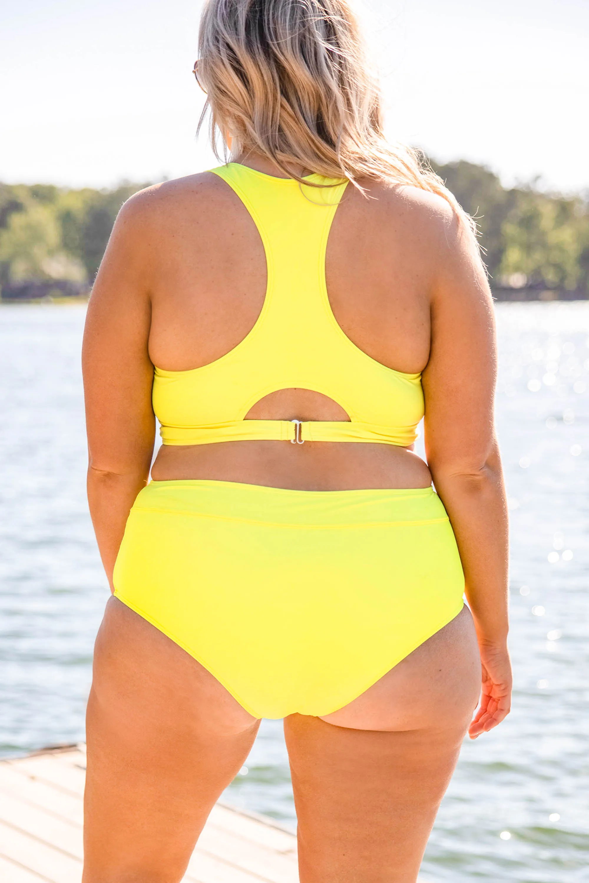 Oceans Of Love Swim Top, Neon Yellow