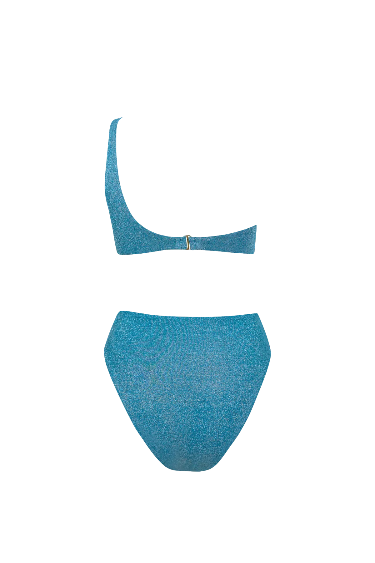 One-Shoulder Bikini with High Waisted Bottom in Blue Horizon - Bottom