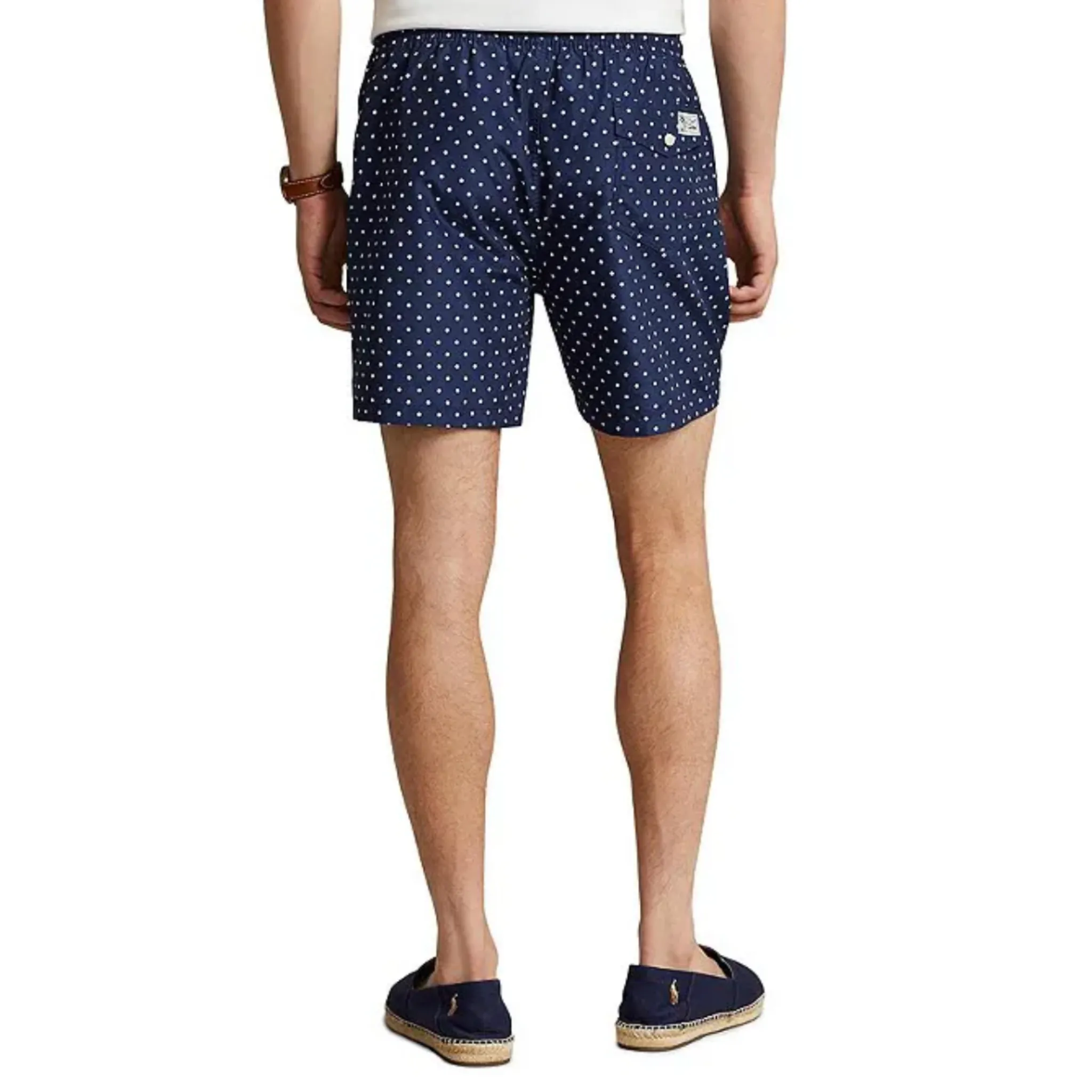 Polo Ralph Lauren Traveler Dotted 5.75-Inch Swim Trunks (Navy)