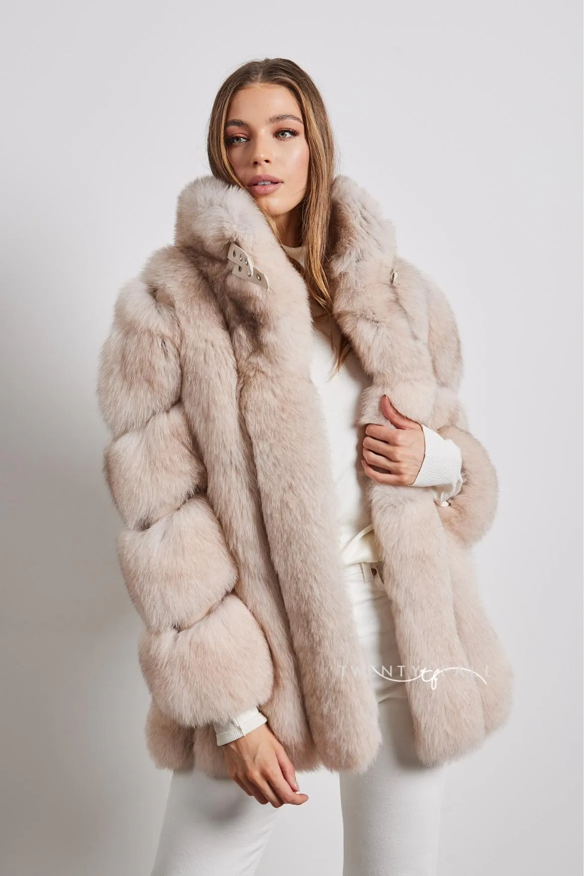 Portia Fox Fur Coat with Collar