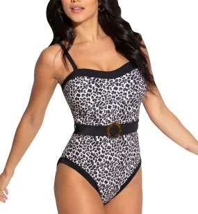 Pour Moi Removable Straps Belted Control Swimsuit (PM1414) - Leopard