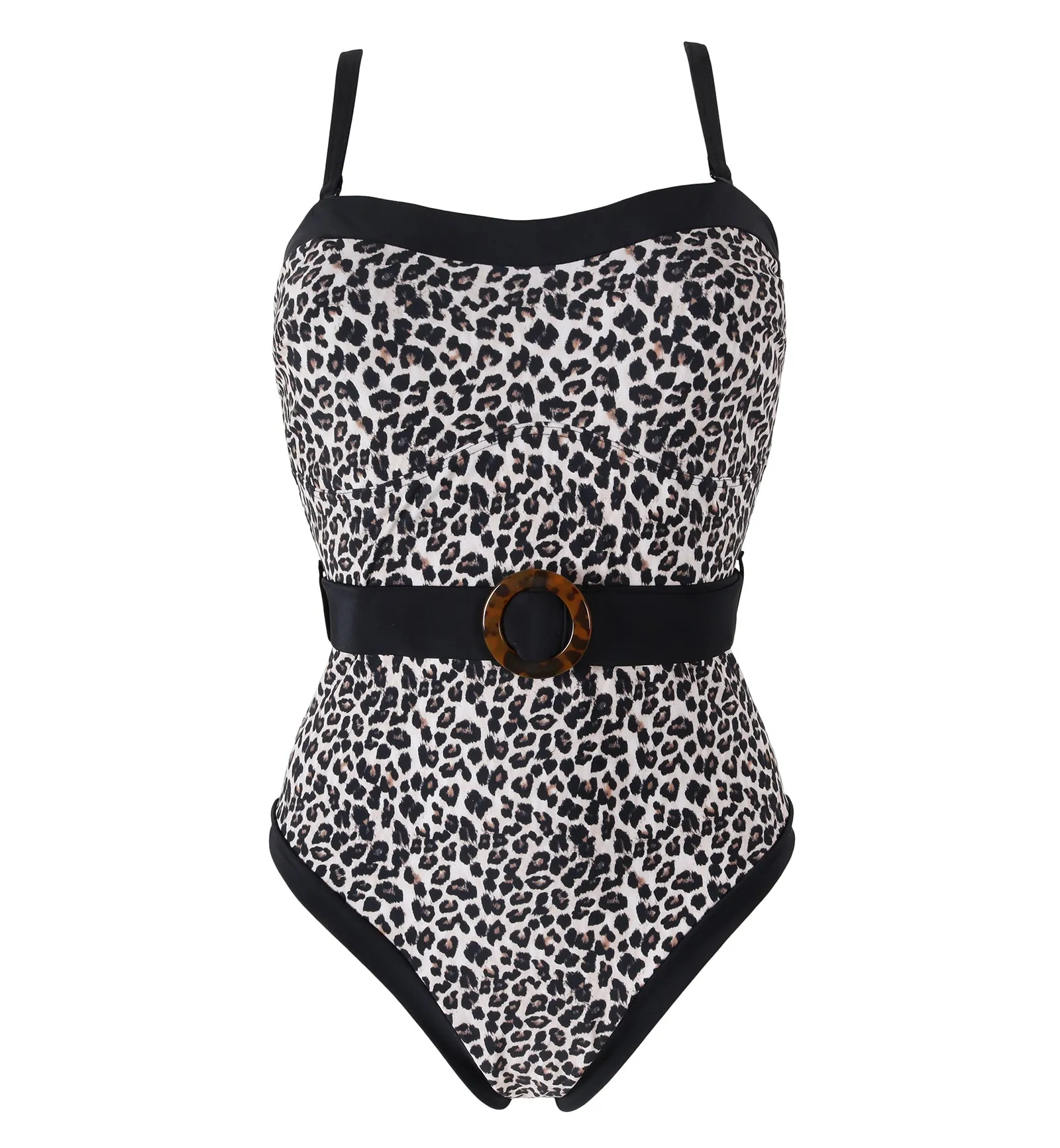 Pour Moi Removable Straps Belted Control Swimsuit (PM1414) - Leopard