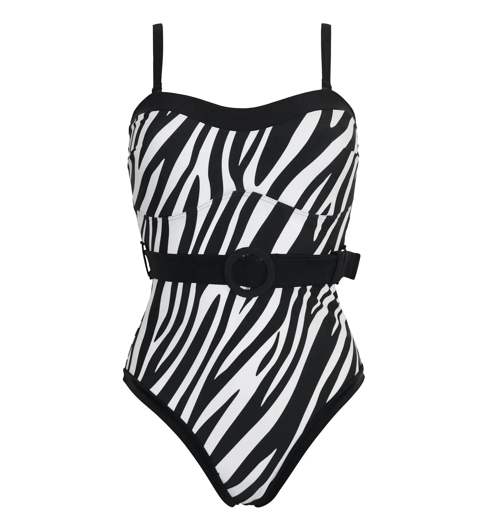 Pour Moi Removable Straps Belted Control Swimsuit (PM1414) - Zebra