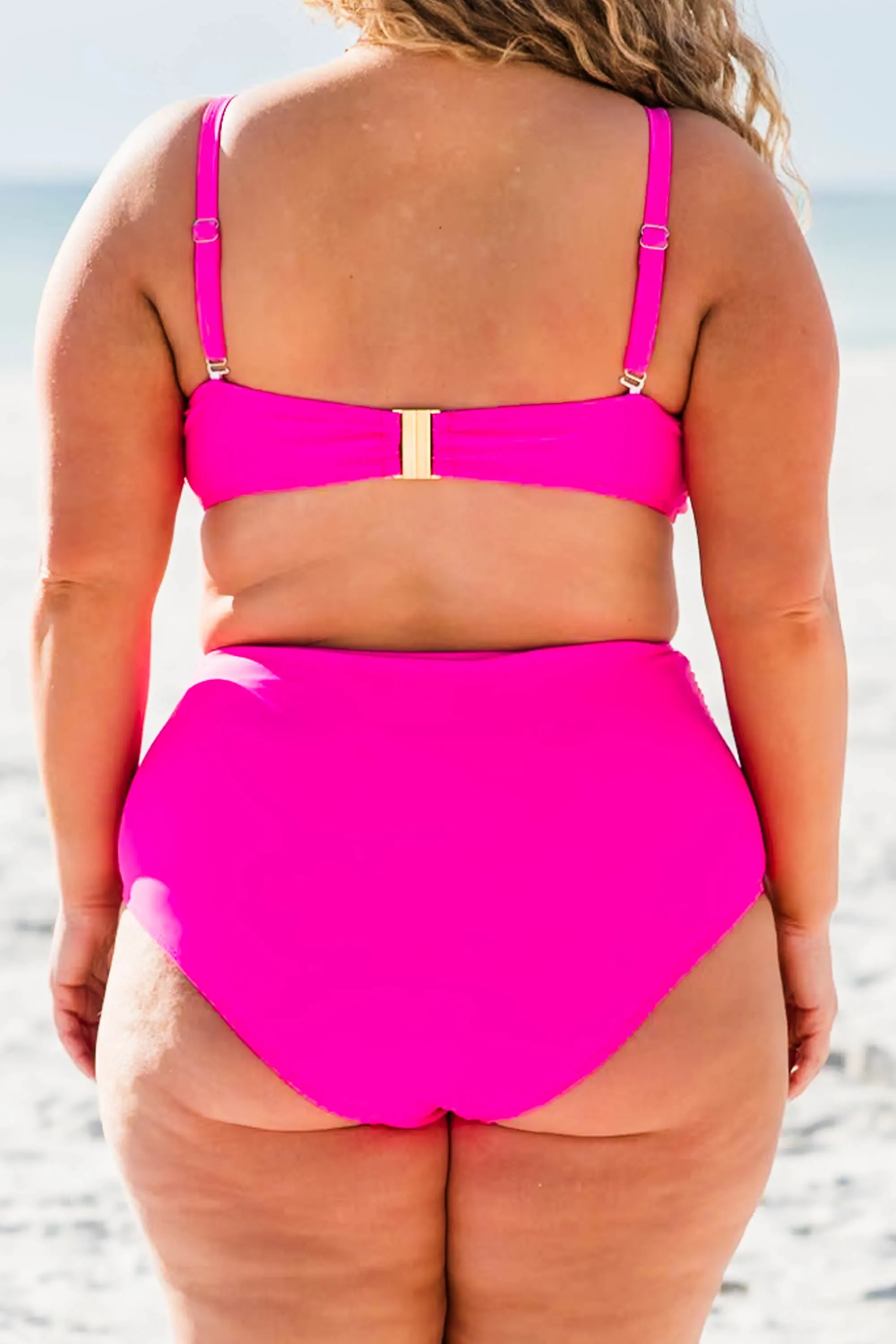 Proceed Into Paradise Swim Top, Neon Pink