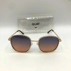 QUAY Goldtone Pink Pre Loved Glitter Sunglasses w/case