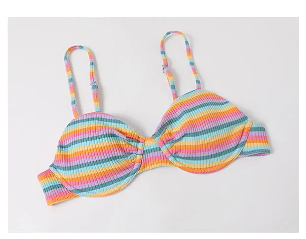 Rainbow Sea Pastel Kawaii Aesthetic Skirted Swimsuit