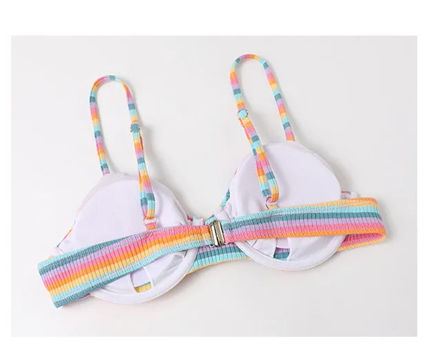 Rainbow Sea Pastel Kawaii Aesthetic Skirted Swimsuit