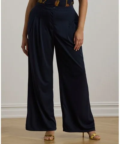 Ralph Lauren Plus Size Stretch Jersey Wide-Leg Pants