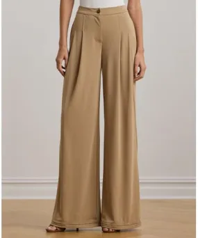 Ralph Lauren Women's Pleated Stretch Jersey Wide-Leg Pants