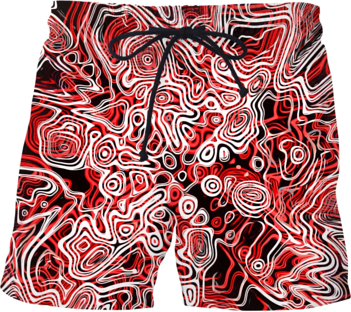 Red Psychedelic Swim Shorts