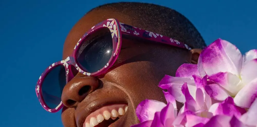 SALE: Goodr Runway Active Sunglasses - [Insert Lei’d Joke]