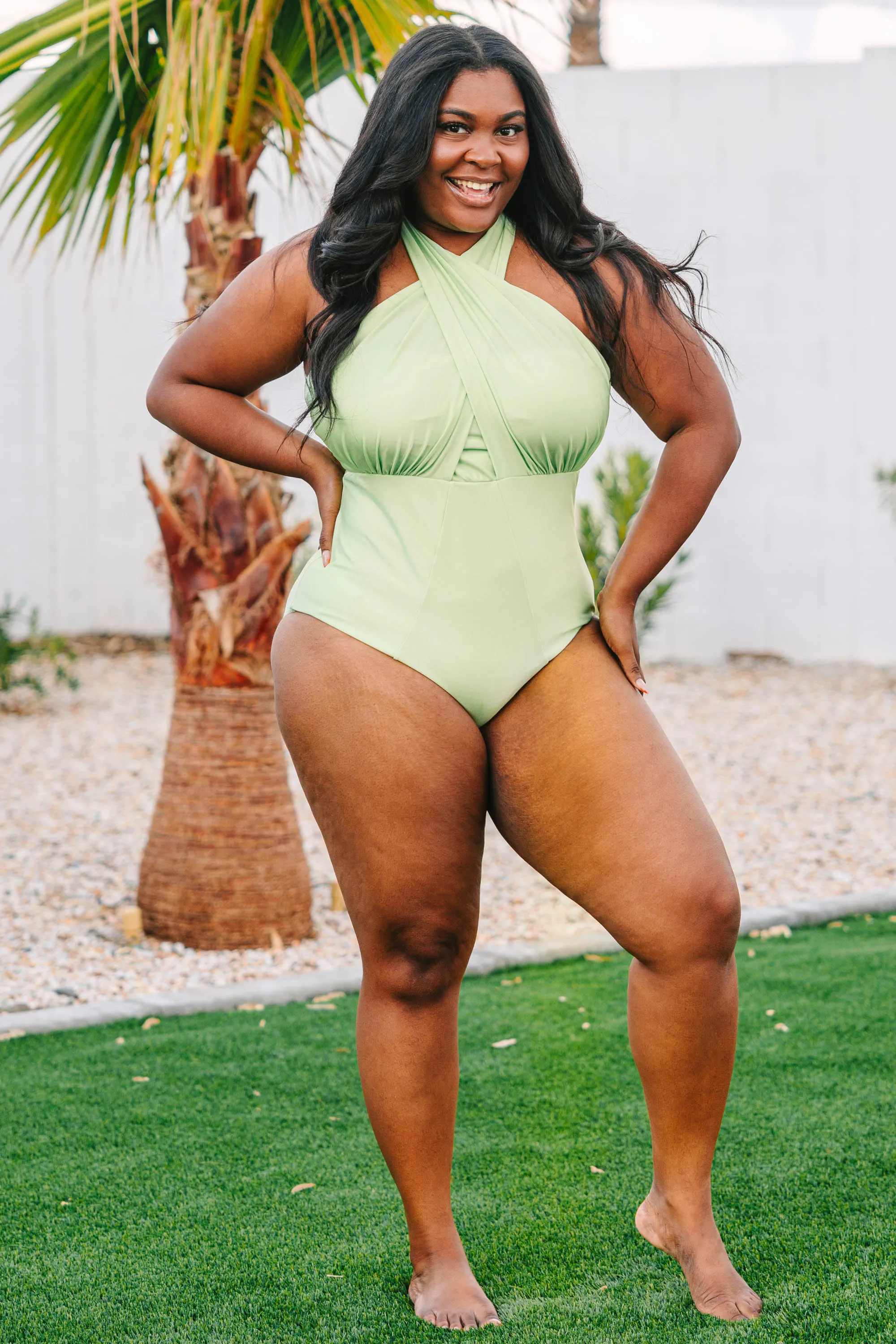 Sandy Beach Swimsuit, Shimmer Green