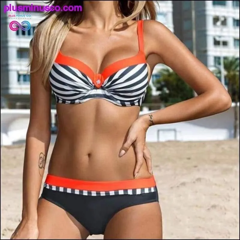 Sexy Women Striped Patchwork Bathing Suit