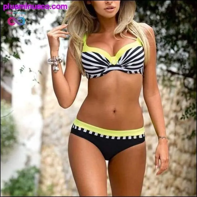 Sexy Women Striped Patchwork Bathing Suit