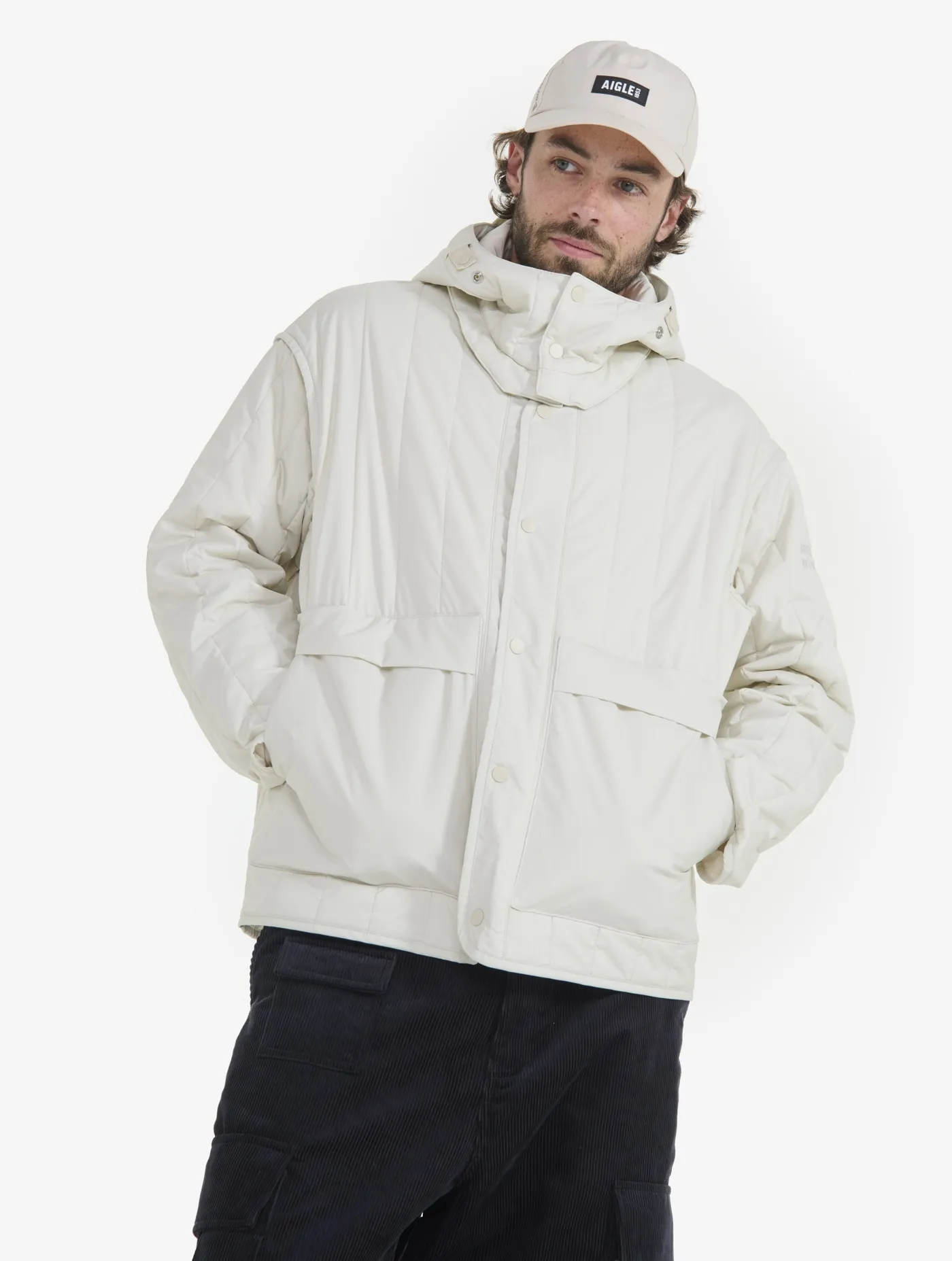 Short Gore-Tex Windstopper® Dupont Sorona® padded jacket with hood