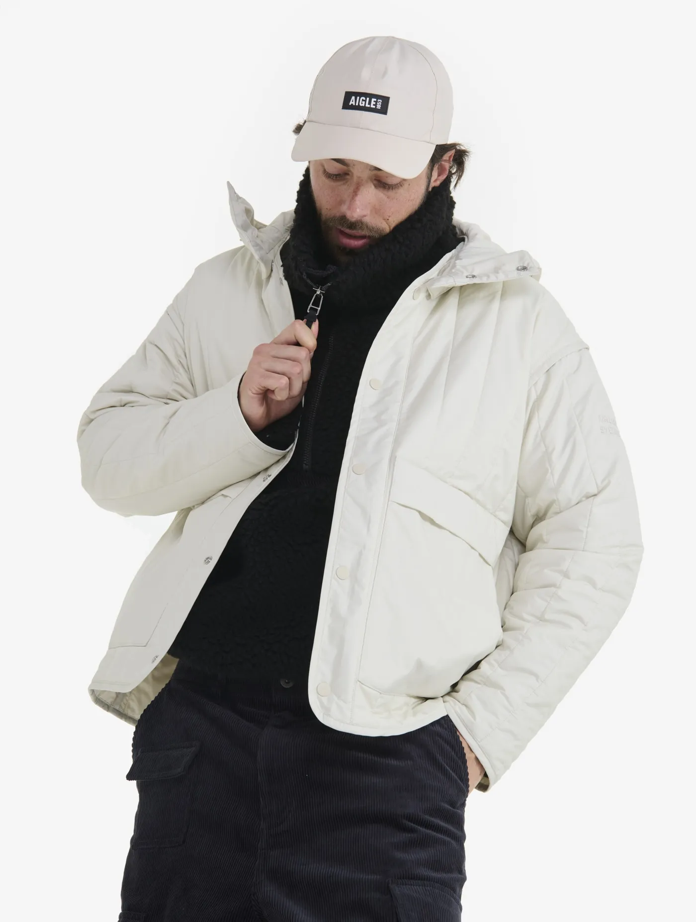 Short Gore-Tex Windstopper® Dupont Sorona® padded jacket with hood