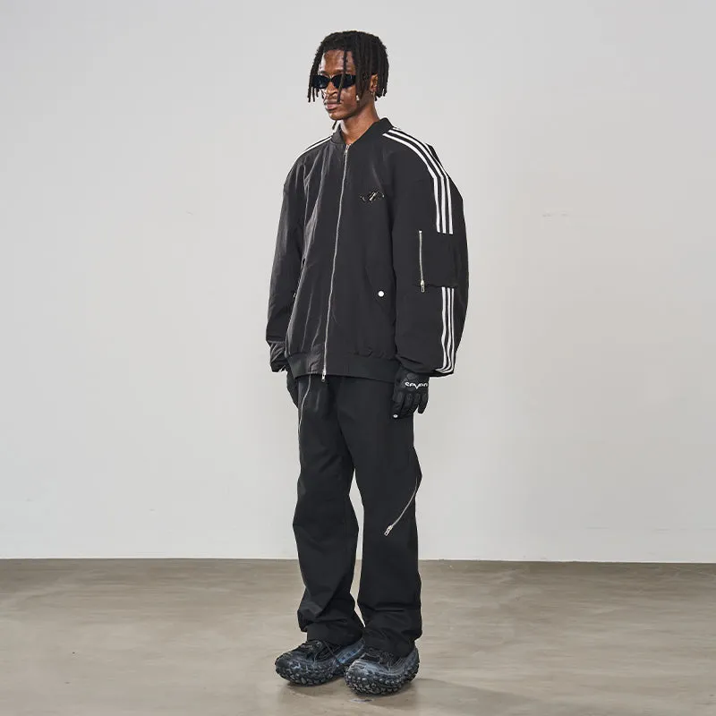 Striped Metal Logo MA-1 Jacket
